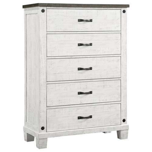 Lilith 5-Drawer Chest Distressed Distressed Gray And White