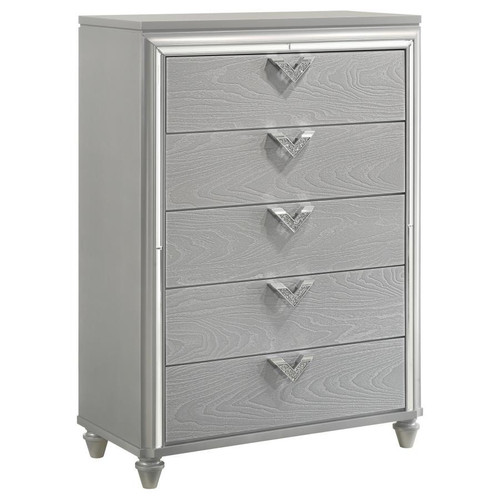 Veronica 5-Drawer Bedroom Chest Light Silver