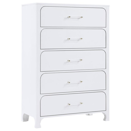 Anastasia 5-Drawer Bedroom Chest Pearl White