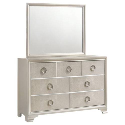 Salford 7-Drawer Dresser With Mirror Metallic Sterling