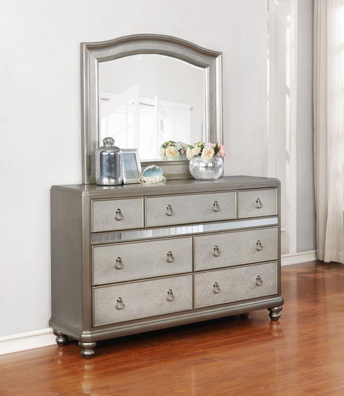 Bling Game 7-Drawer Dresser With Mirror Metallic Platinum