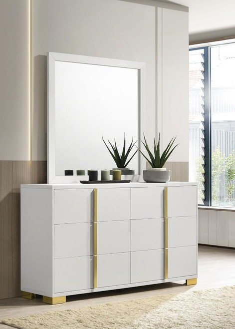 Marceline 6-Drawer Dresser With Mirror White