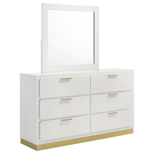 Caraway 6-Drawer Bedroom Dresser With Mirror White