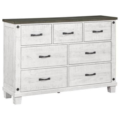 Lilith 7-Drawer Dresser Distressed Distressed Gray And White