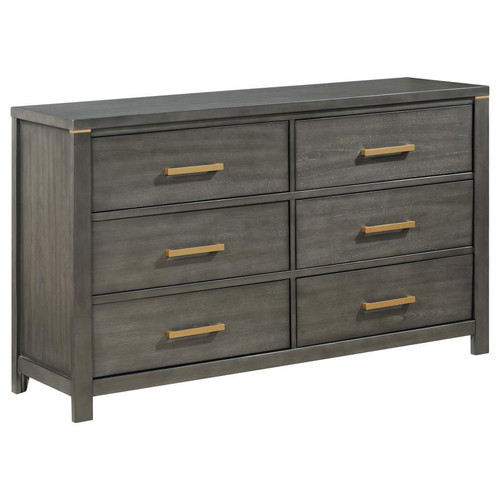 Kieran 6-Drawer Bedroom Dresser Gray