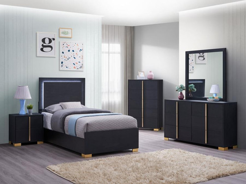 Marceline Twin Bed 5 Piece Set Black