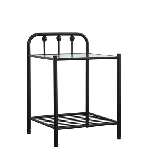 Livingston 1-Shelf Nightstand With Glass Top Dark Bronze