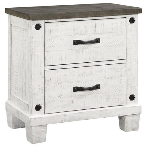 Lilith 2-Drawer Nightstand Distressed Gray And White