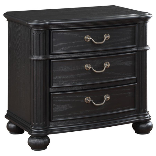 Celina 3-Drawer Nightstand Wood Black