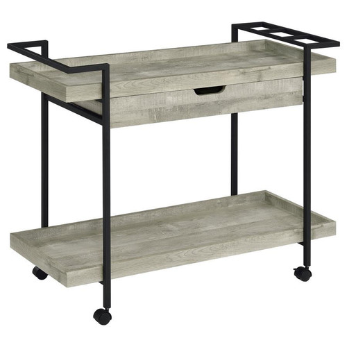 Ventura Bar Cart With Storage Drawer Gray Driftwood