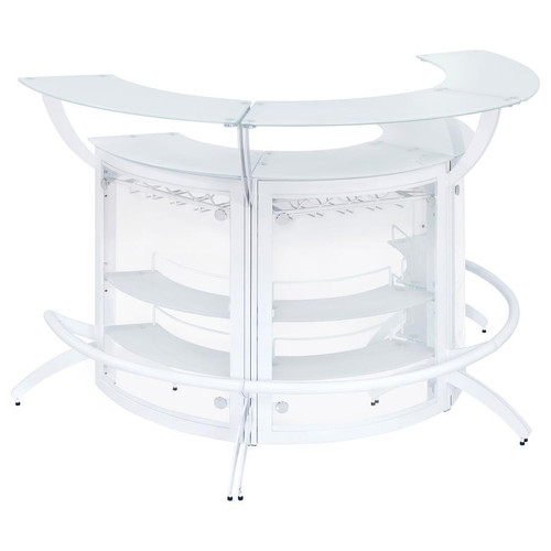 Dallas 2-Shelf Curved Home Bar (Set Of 3) White And Frosted Glass