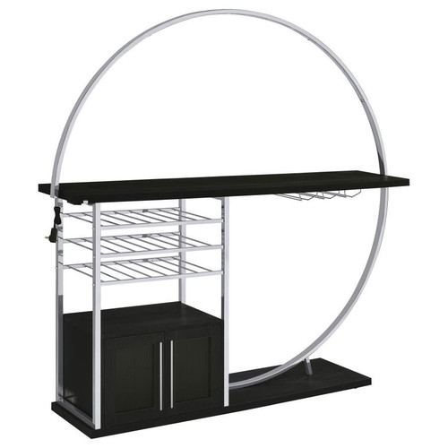 Risley 2-door Circular LED Home Bar With Wine Storage Dark Charcoal