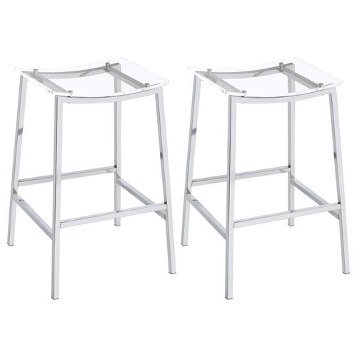 Jovani Acrylic Backless Bar Stools (Set of 2) Clear And Chrome