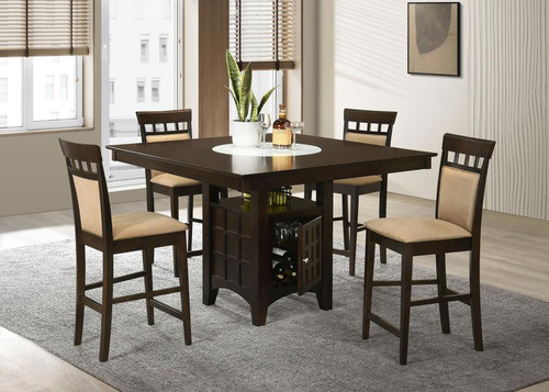 Gabriel 5 Piece Square Counter Height Dining Set Cappuccino Wood