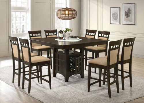 Gabriel 9 Piece Square Counter Height Dining Set Cappuccino Wood