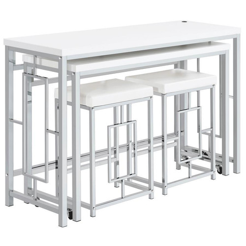 Jackson 4 Piece Multipurpose Counter Height Table Set White And Chrome