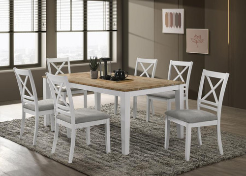 Hollis 7 Piece Dining Set Brown And White