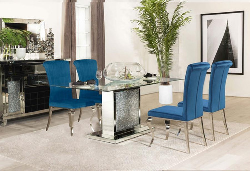 Marilyn 5 Piece Rectangular Dining Set Mirror And Teal