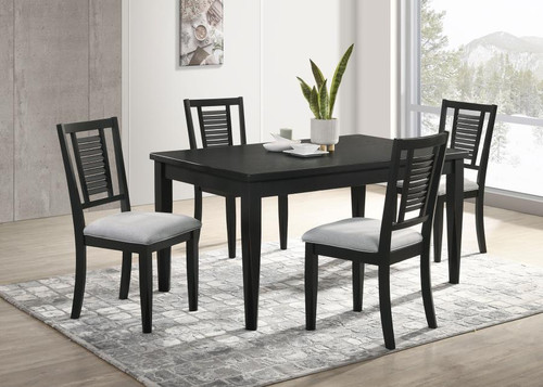 Appleton 5 Piece Rectangular Wood Dining Table Set Black Washed And Light Grey