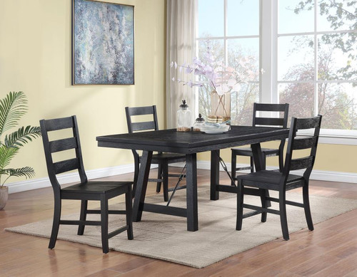 Newport 5 Piece Rectangular Trestle Table Dining Set Black