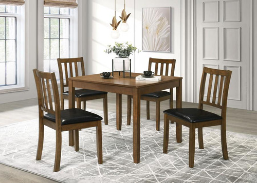 Parkwood 5 Piece Dining Set With Square Table And Slat Back Side Chairs Honey Brown And Black