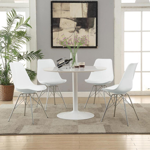 Lowry 5 Piece Round Dining Set Tulip Table With Eiffel Chairs White
