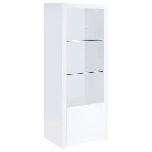 Jude 3-Shelf Media Tower With Storage Cabinet White High Gloss