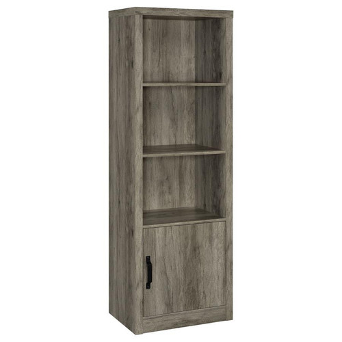 Burke 3-Shelf Media Tower With Storage Cabinet Gray Driftwood