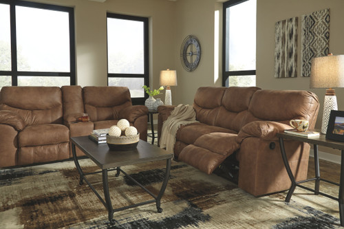 Boxberg Bark Reclining Sofa & Double Reclining Loveseat with Console