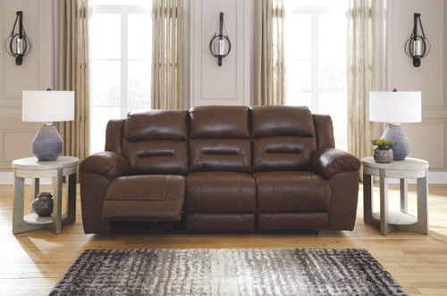 Stoneland Chocolate Reclining Power Sofa & Double Reclining Power Loveseat with Console