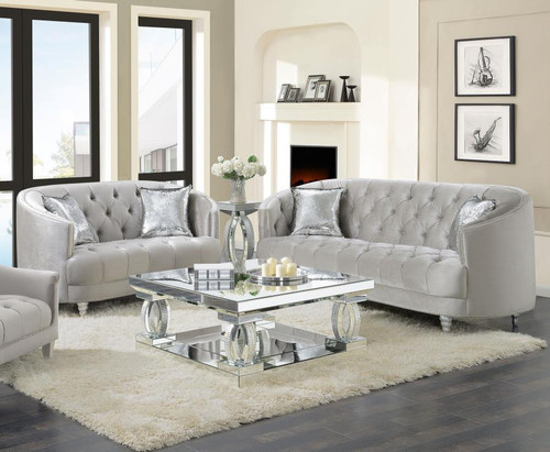 Avonlea 2 Piece Tufted Living Room Set Light Gray
