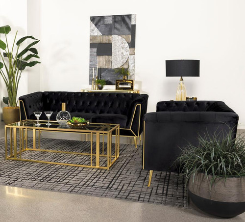 Holly 2 Piece Set (Sofa and Loveseat) Black