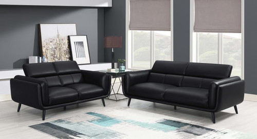 Shania 2 Piece Living Room Set (Sofa And Loveseat) Black