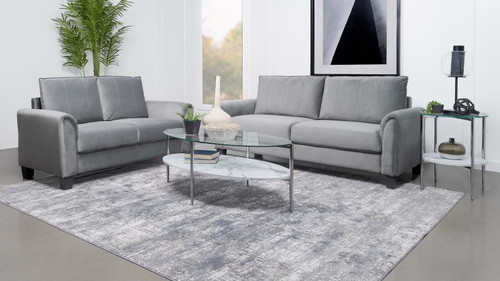 Davis 2 Piece Upholstered Rolled Arm Sofa Grey