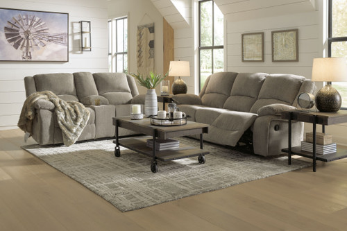 Draycoll Pewter Reclining Sofa, Double Reclining Loveseat with Console & Rocker Recliner