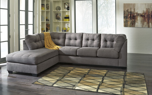 Maier Gray Dark 3 Pc. Lafr Chaise & Raf Sofa Sectional & Accent Ottoman