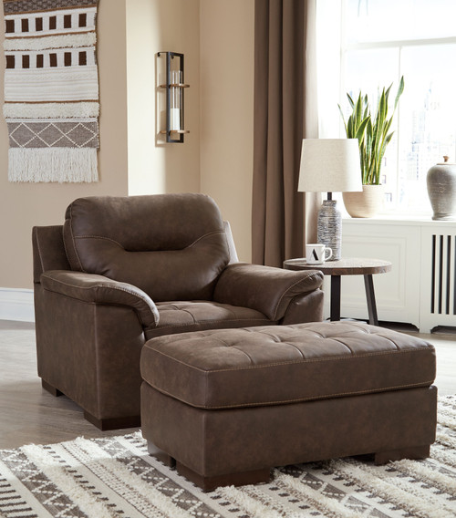Maderla Walnut Chair, Ottoman
