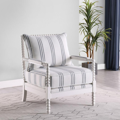 Blanchett Upholstered Accent Chair With Spindle Accent Pearl Silver