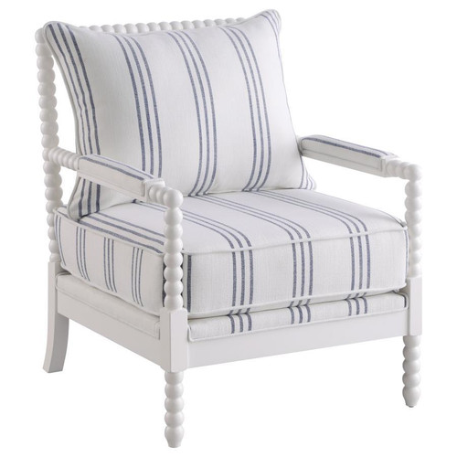 Blanchett Upholstered Accent Chair With Spindle Accent Pearl Silver