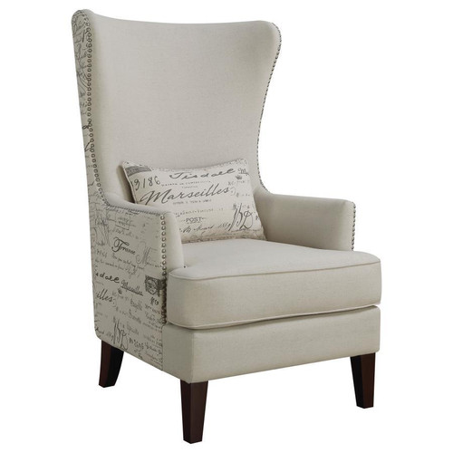 Pippin Curved Arm High Back Accent Chair Beige