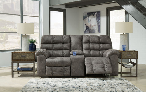 Derwin Concrete Double Reclining Loveseat W/console