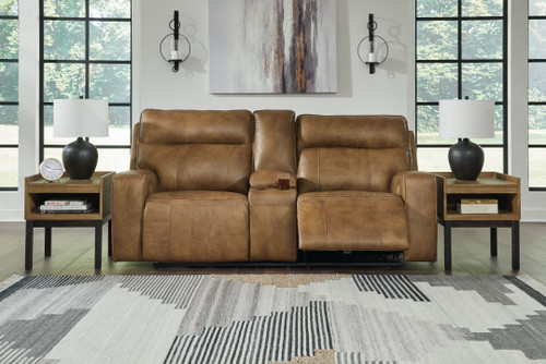 Game Plan Caramel Power Reclining Loveseat/con/adj Hdrst