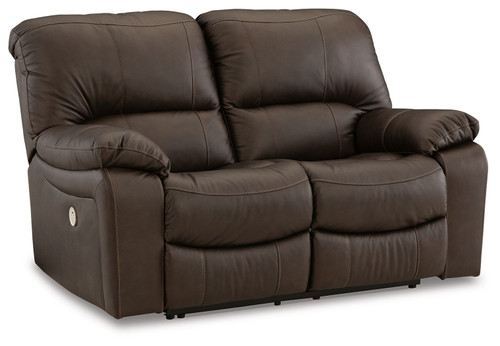 Leesworth Dark Brown Reclining Power Loveseat