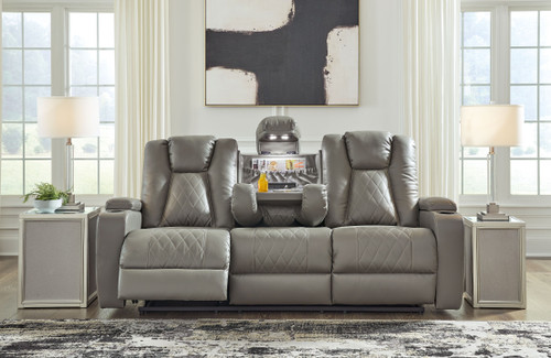 Mancin Gray Rec Sofa W/Drop Down Table