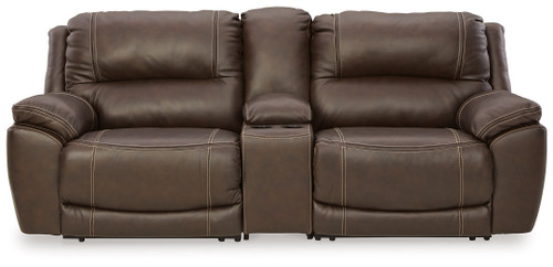 Dunleith Chocolate 3-Piece Power Reclining Loveseat With Console