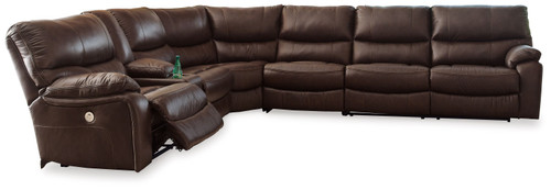 Family Circle Dark Brown 4-Piece Power Reclining Sectional With Laf Power Reclining Loveseat With Console