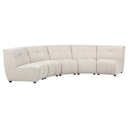Charlotte 5 Piece Upholstered Curved Modular Sectional Sofa Ivory