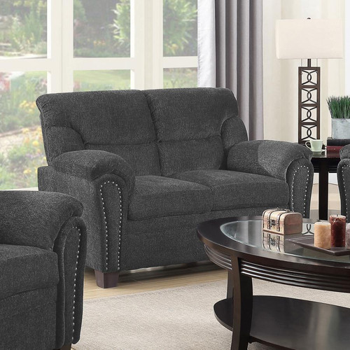 Clemintine Upholstered Loveseat With Nailhead Trim Black