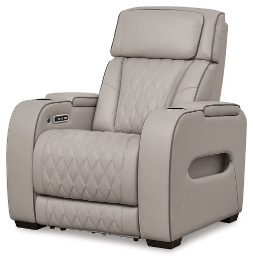 Boyington Gray Power Recliner/Adj Headrest