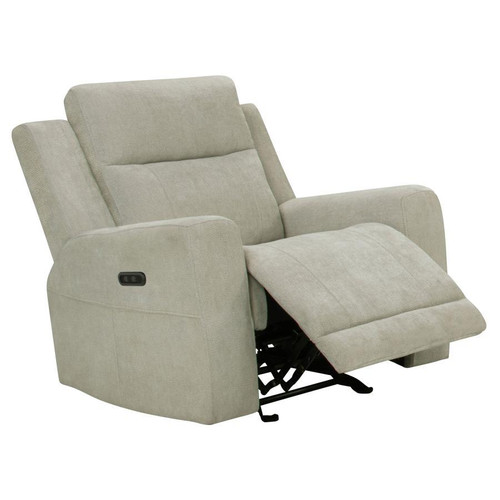 Kennett - Chenille Upholstered Power Recliner Chair - Ivory